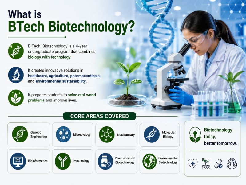 BTech Biotechnology 2026: Course Details, Eligibility, Fees, Career Scope, Salary & Future Growth