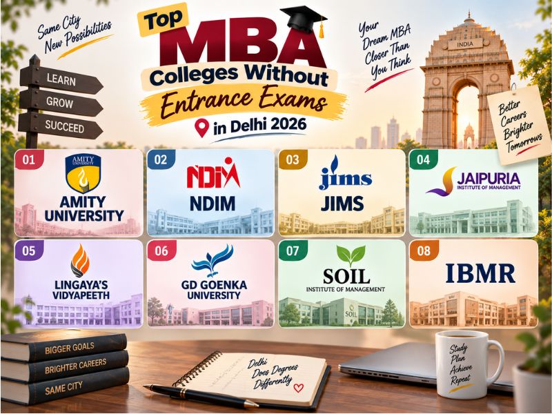 Top MBA Colleges Without Entrance Exams in Delhi 2026