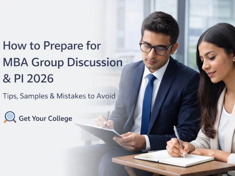 MBA aspirants preparing for group discussion and personal interview with notebooks in a professional interview setting