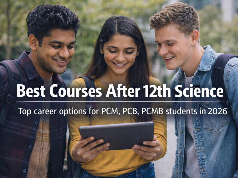 Science students discussing course options after 12th while planning future careers in 2026