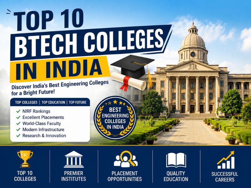 Top 10 BTech Colleges in India with rankings, placements, fees, and admission details for 2026.