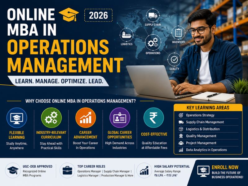 Online MBA in Operations Management student with supply chain, logistics, manufacturing, and business operations management concepts