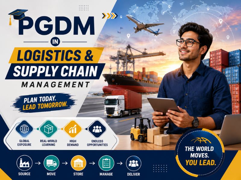 Discover everything about PGDM in Logistics and Supply Chain Management, including eligibility, fees, admission process, course structure, specializations, skills, job opportunities, salary prospects, and future career scope in the logistics and supply chain industry.