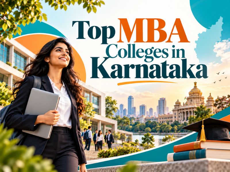 Modern campus building and students of top MBA colleges in Karnataka