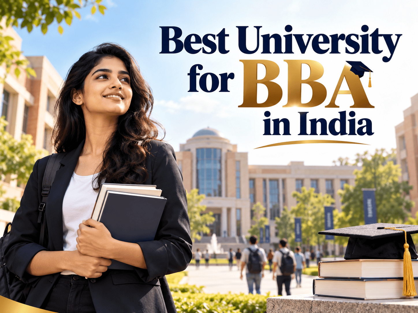 Students collaborating on a business presentation at a top management university campus in India