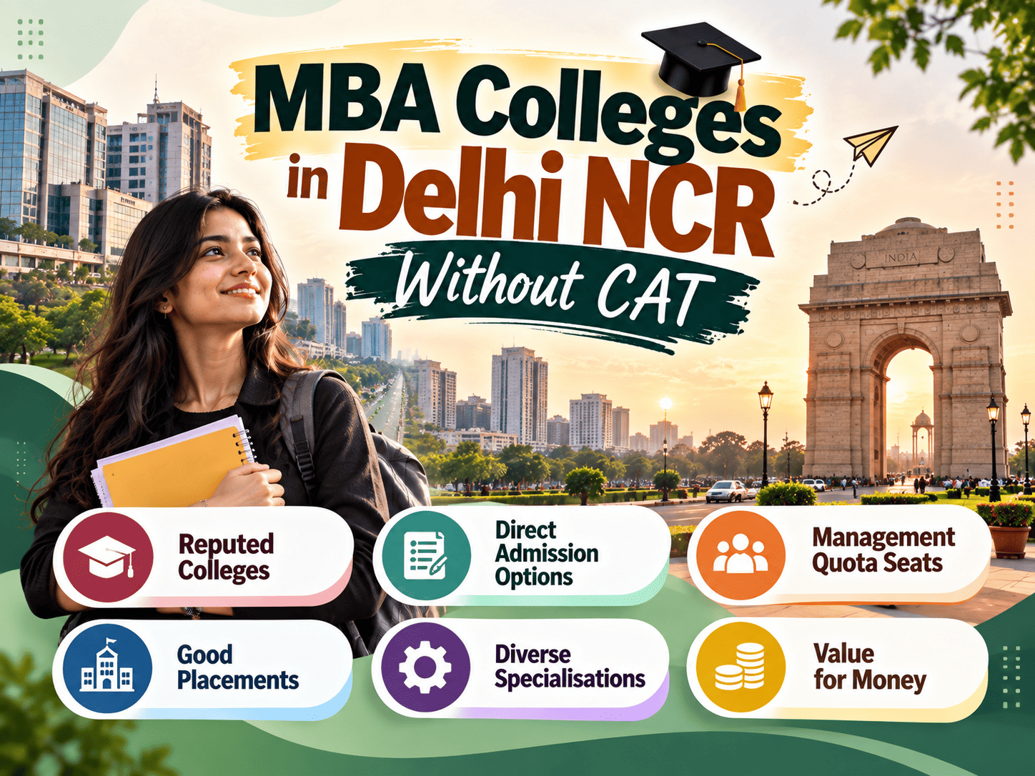 Students interacting with career counselors at a premier management institute campus in Delhi NCR