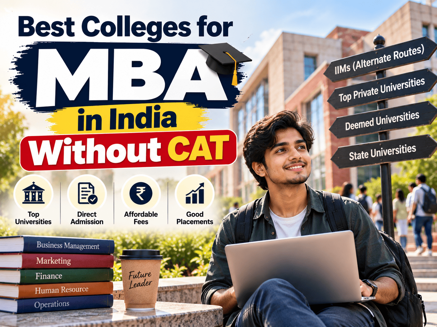 MBA aspirants interacting outside a top management institute campus in India