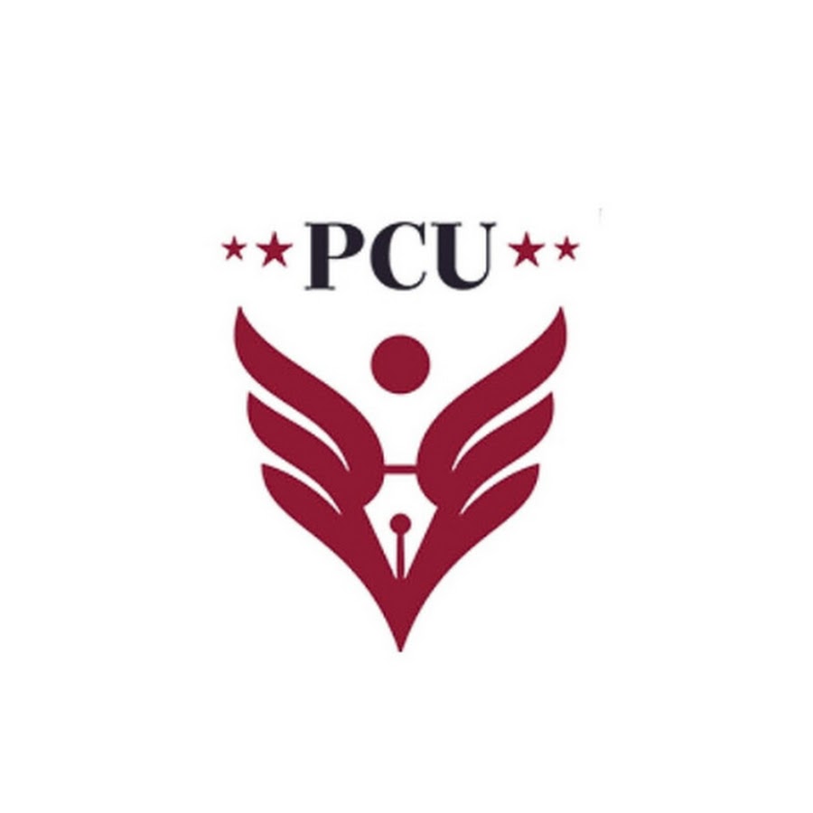 PCU Pune logo featuring a maroon stylized wing and pen nib icon with four stars and the letters PCU. || Pimpri Chinchwad University (PCU) Pune-logo