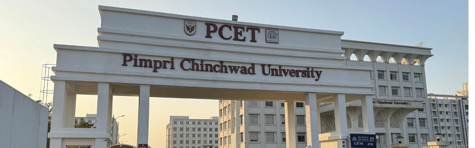 Pimpri Chinchwad University (PCU) Pune Main Campus Building and Grand Entrance Gate under PCET Trust.