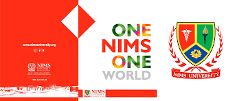 Official logo of NIMS University Rajasthan, Jaipur featuring a colorful shield and laurel wreath || NIMS University Rajasthan, Jaipur-logo
