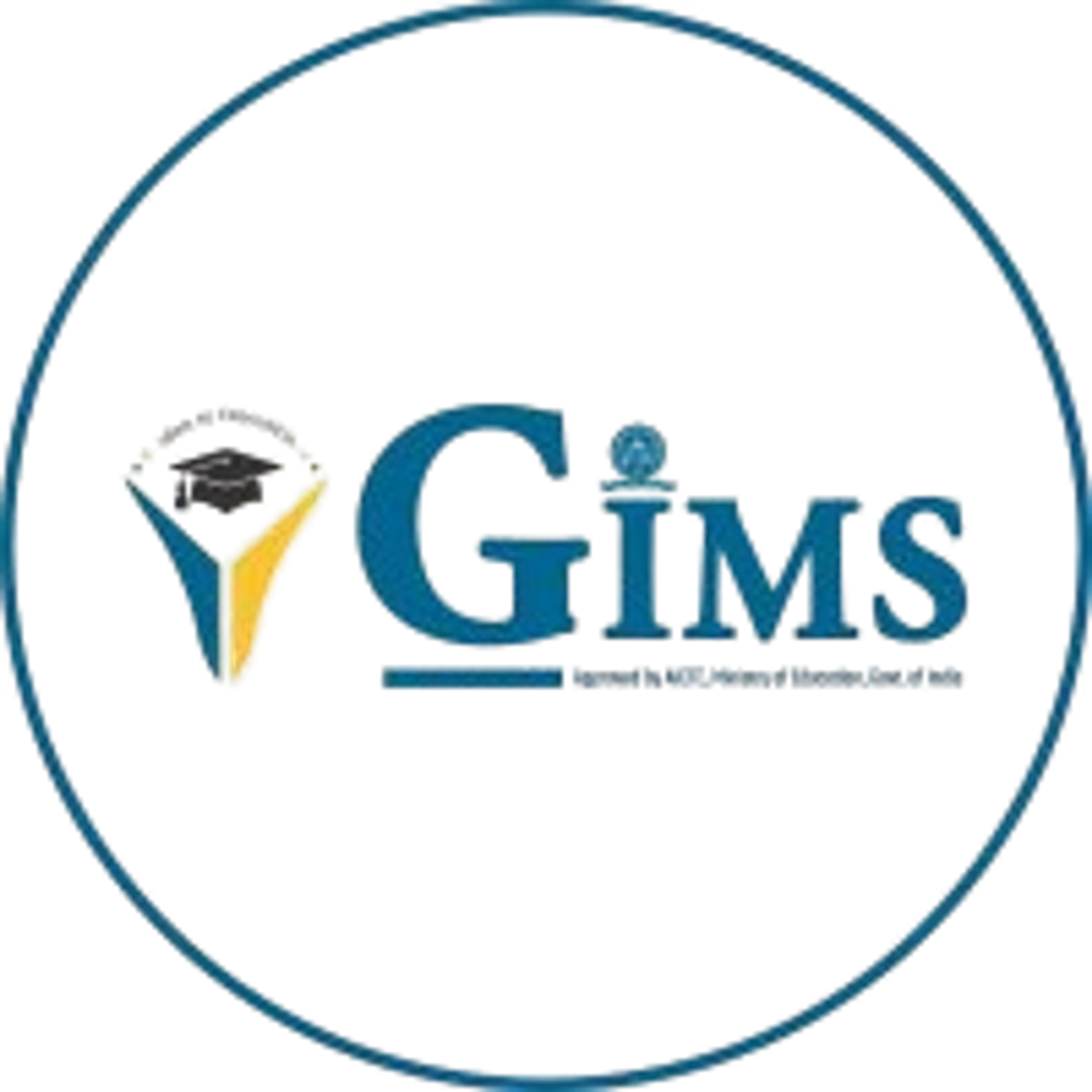 Official logo of GIMS on a black circular background. || GNIOT Institute of Management Studies -logo